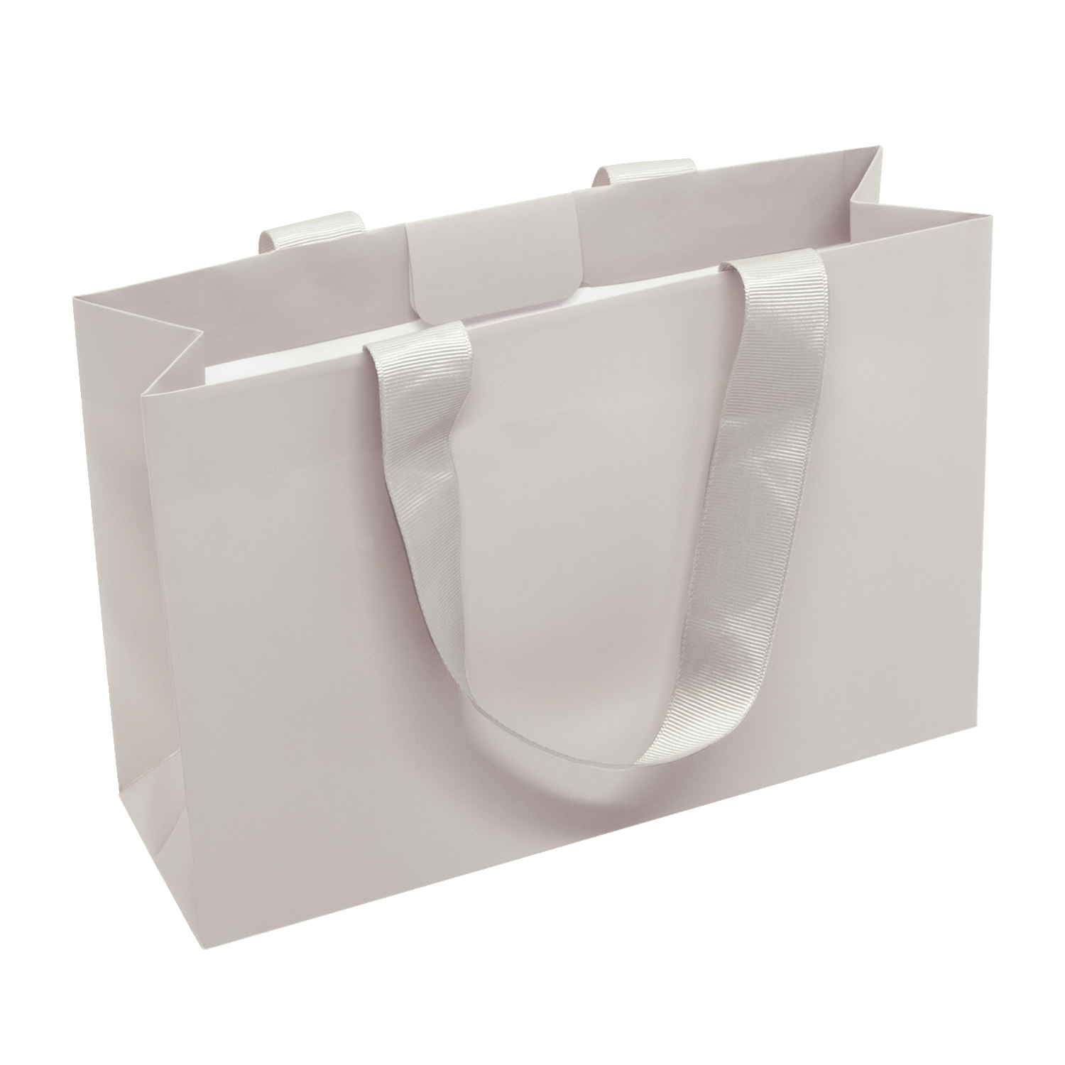 Elegant carrier bag with silk ribbon and adhesive strip