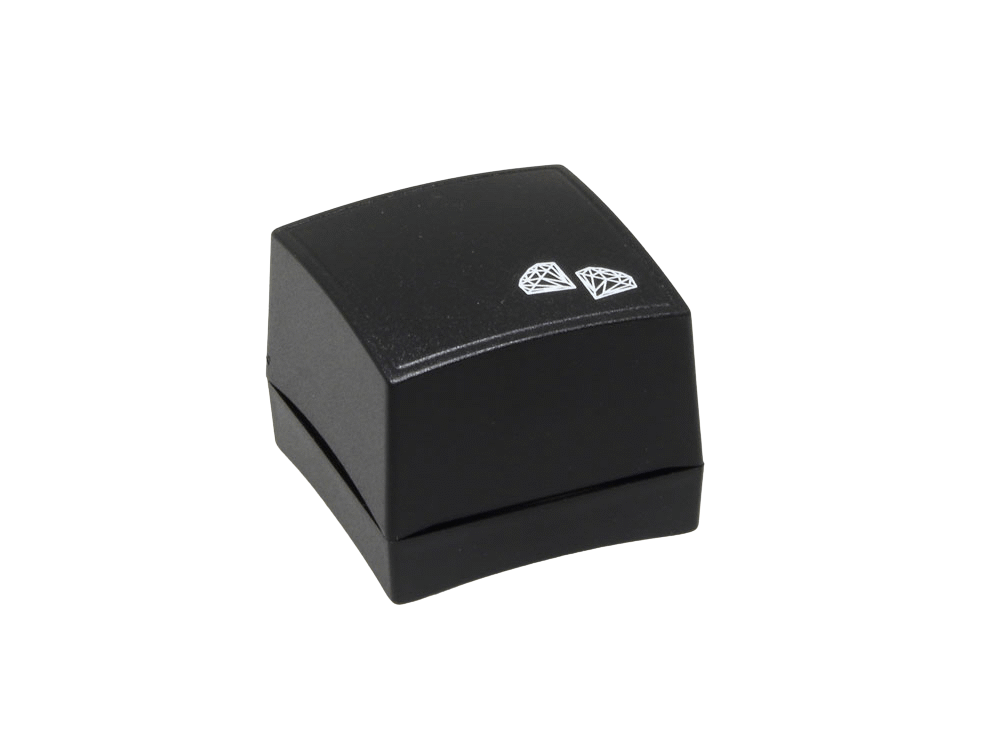 Plastic boxes with white diamond print for rings - wedding rings - stud earrings